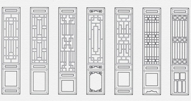 新和常用中式仿古花窗图案隔断设计图