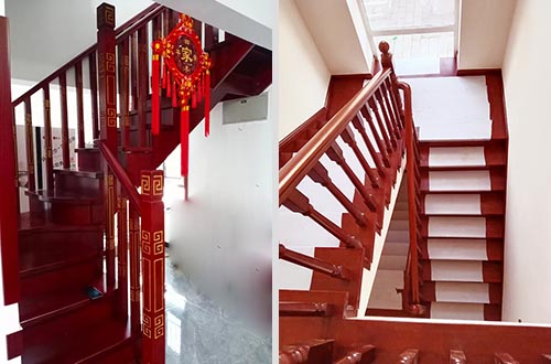 新和自建别墅中式实木楼梯全屋定制设计效果图